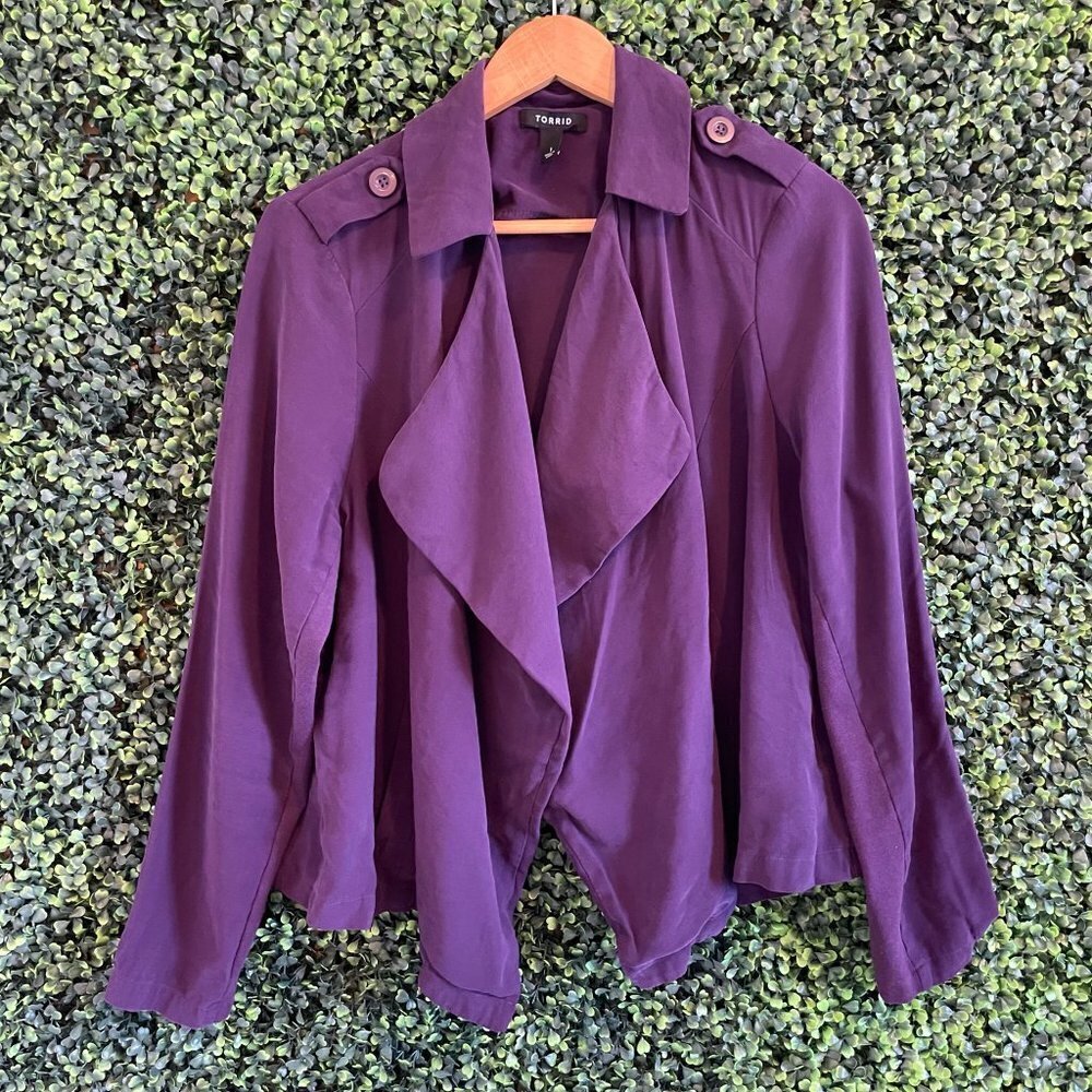 Torrid Purple Twill Drape Jacket - Picture 10 of 12